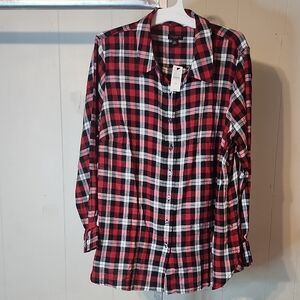 Talbots Red and Black Plaid Shirt